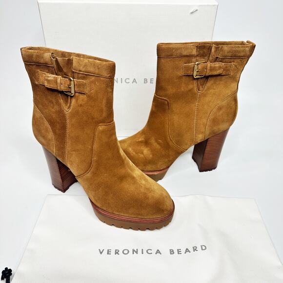 NWT Veronica Beard Hannigan Lug Sole Suede Hazelwood Buckle Boots Booties 11 - Picture 2 of 15